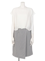 リップルボーダードッキングワンピース/オフホワイト