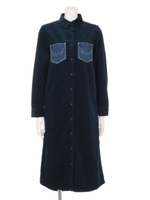 CAL コーデュロイ デニムポケット ワンピース/WHT