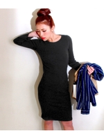 【ANAP】リブフレアスリーブタイトワンピース/GRY