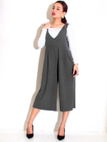 【LATINA】テレコリブ両Vワイドオールインワン/BK