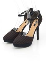 【R&E】アンクルストラップセパレートヒールパンプス/チェック