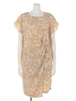 ジオメ柄ツイストワンピース/Beige