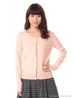 スカラップカーディガン/ピンク