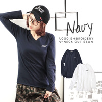 NVロゴ Vネックカットソー