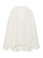 【emmi atelier】Vネックプルオーバーブラウス/OWHT