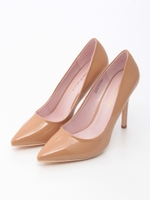 エナメルポインテッドパンプス/ブラック