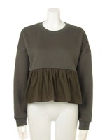 フリル切替スウェット/カーキ