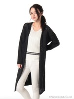 フロント透かし編みロングカーディガン/Camel