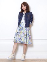 ボタニカルフラワープリントスカート(追加生産)/ロイヤルブルー