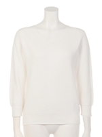 片畦Vネックニットプルオーバー/Beige