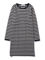 STRIPED L/S DRESS/ベージュ