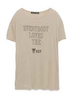 [Balcony and Bed]文字プリントTシャツ/WHT