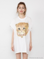 everyday is a holiday collaboration : CAT sleevless tee dress/WHITE