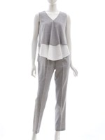 【andGIRL3月号掲載】ストライプシャツレイヤードトップス/グレー