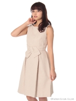 ジャガードリボンワンピ/ベージュ