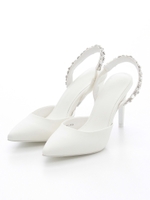 スリングバックビジューパンプス/WHITE