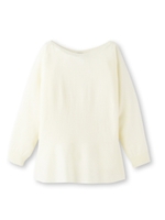 バックボタンクルーネックペプラムニット/ホワイト系(002)