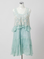 パール刺繍レイヤードワンピース/ペパーミント