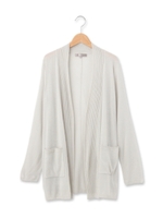 リブ衿ロングニットカーディガン/ライトグレー(011)