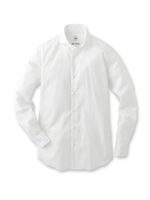 サテンストライプホリゾンタルカラーシャツ/ホワイト(001)