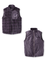 シャギーチェック×タフタリバーシブルベスト/ロイヤルパープル(982)