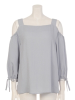 ショルダーopenリラックスブラウス/アイスブルー