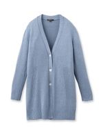 リネン混ロングVニットカーディガン/グレー(012)