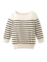 CRAFTレース切り替えボーダーニット/ホワイト系×ネイビー(393)