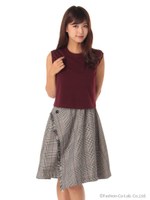 【W】ラップスカートコンビワンピース/キャメル