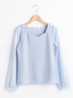 □ハートフリル異素材プルオーバー/クリーム