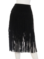 スウェードフリンジタイトスカート/ブラック