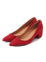 スエードチャンキーヒールパンプス/RED
