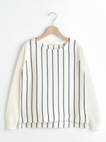 ストライプ柄プルオーバー/グレー柄