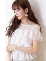 スモッキングオフショルブラウス/ライトピンク