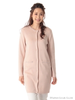 ビジューモチーフ比翼ロングカーデ/ベージュ