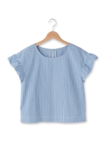 フリル袖ストライプシャツ/ネイビー(393)