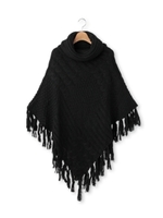 フリンジケーブルポンチョ/ブラック(019)