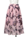 スパンオーガンジー花柄ロングスカート/ピンク