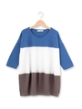 カラーブロック七分袖ビッグカットソー/ネイビー(593)