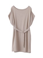 ベルト付ニットチュニックプルオーバー/ブラック