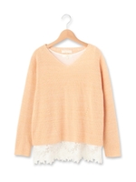 レースタンクトップ+ニットプルオーバー/オフホワイト(003)