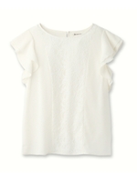 レース切り替えラッフルフリルブラウス/モスグリーン(024)