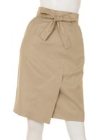 麻調ラップ風タイトスカート/モカ