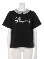 メイキャップ衿付きトップス/ブラック