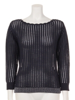 メッシュ編みニットトップス/茶