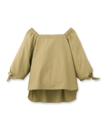 リボンオフショルブラウス/カーキ(027)