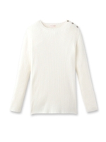 肩ボタンリブニット/ホワイト(001)