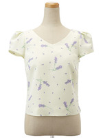 Oヒヤシンスプリントトップス/ペールイエロー