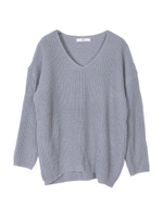 Vネックニット/グレー