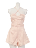 サテンサロペ/ピンク